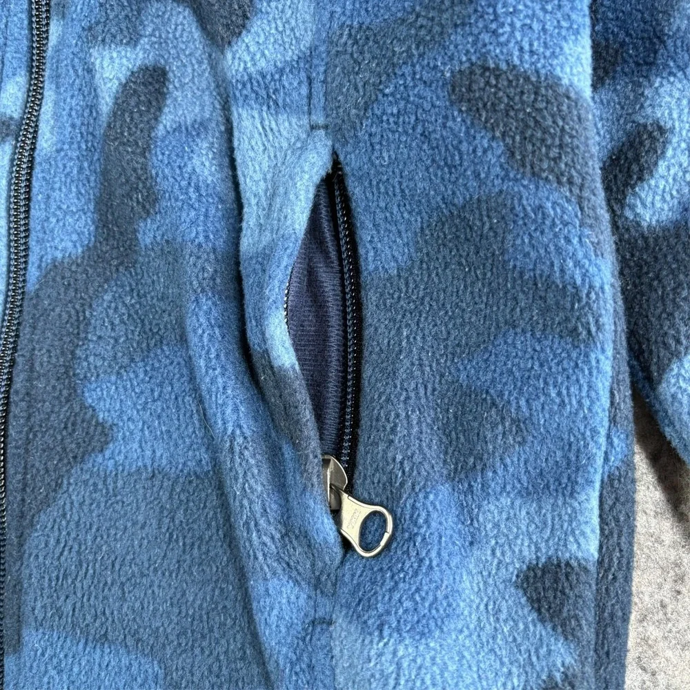 Columbia Fleece Jacket Youth XXS 4/5 Full Zip Blue Camo Pockets Logo Fall Coat